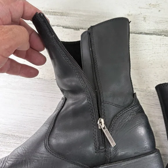 Harley Davidson Men’s Size 10.5 Black Leather Size Zip Riding Boots Square Toe